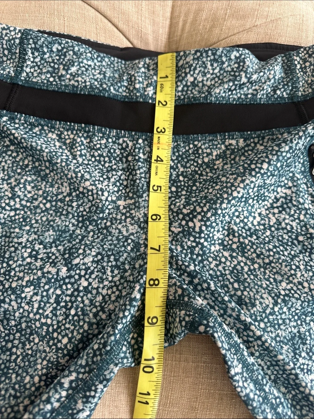 lululemon athletica Teal Speckle Leggings with Black Panels
